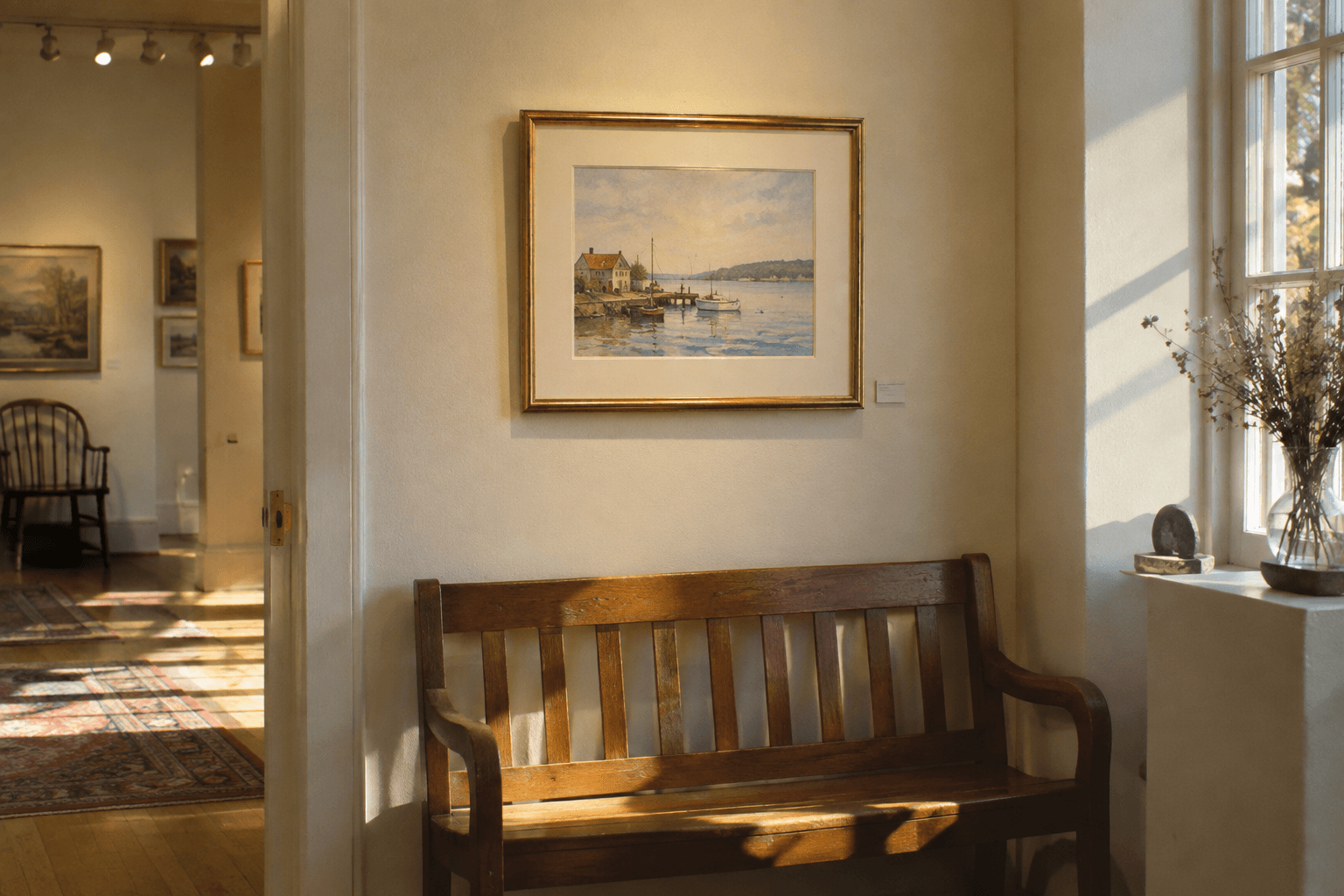 Illustrative demo photograph: one small painting on the wall