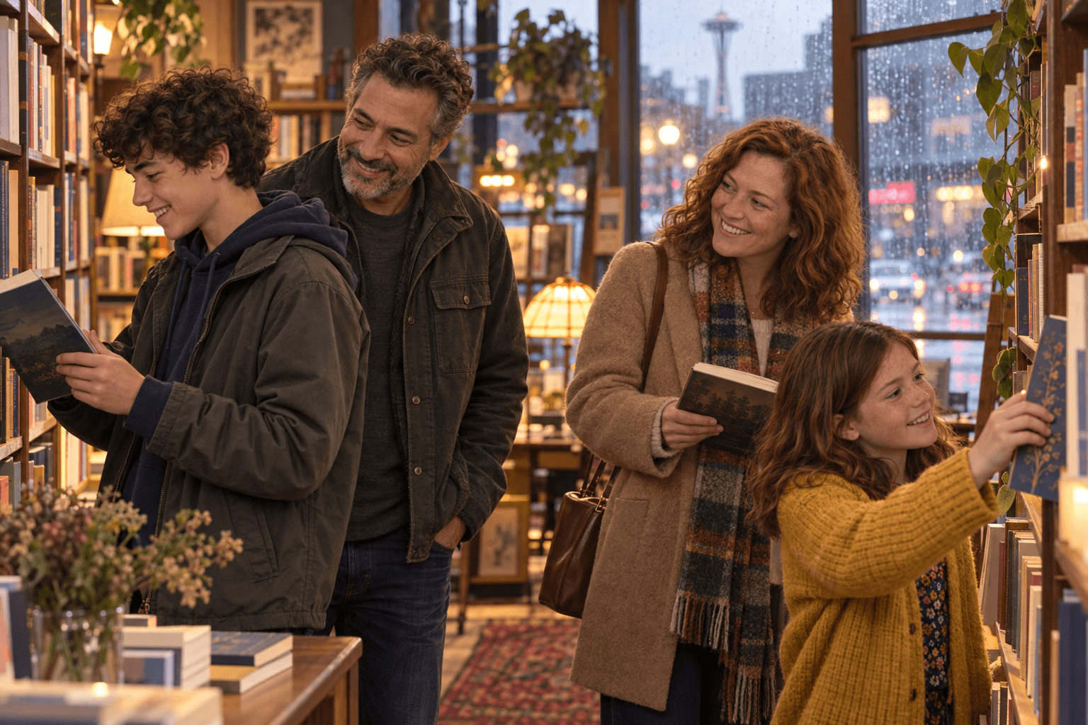 Fictional family photograph: Rain outside