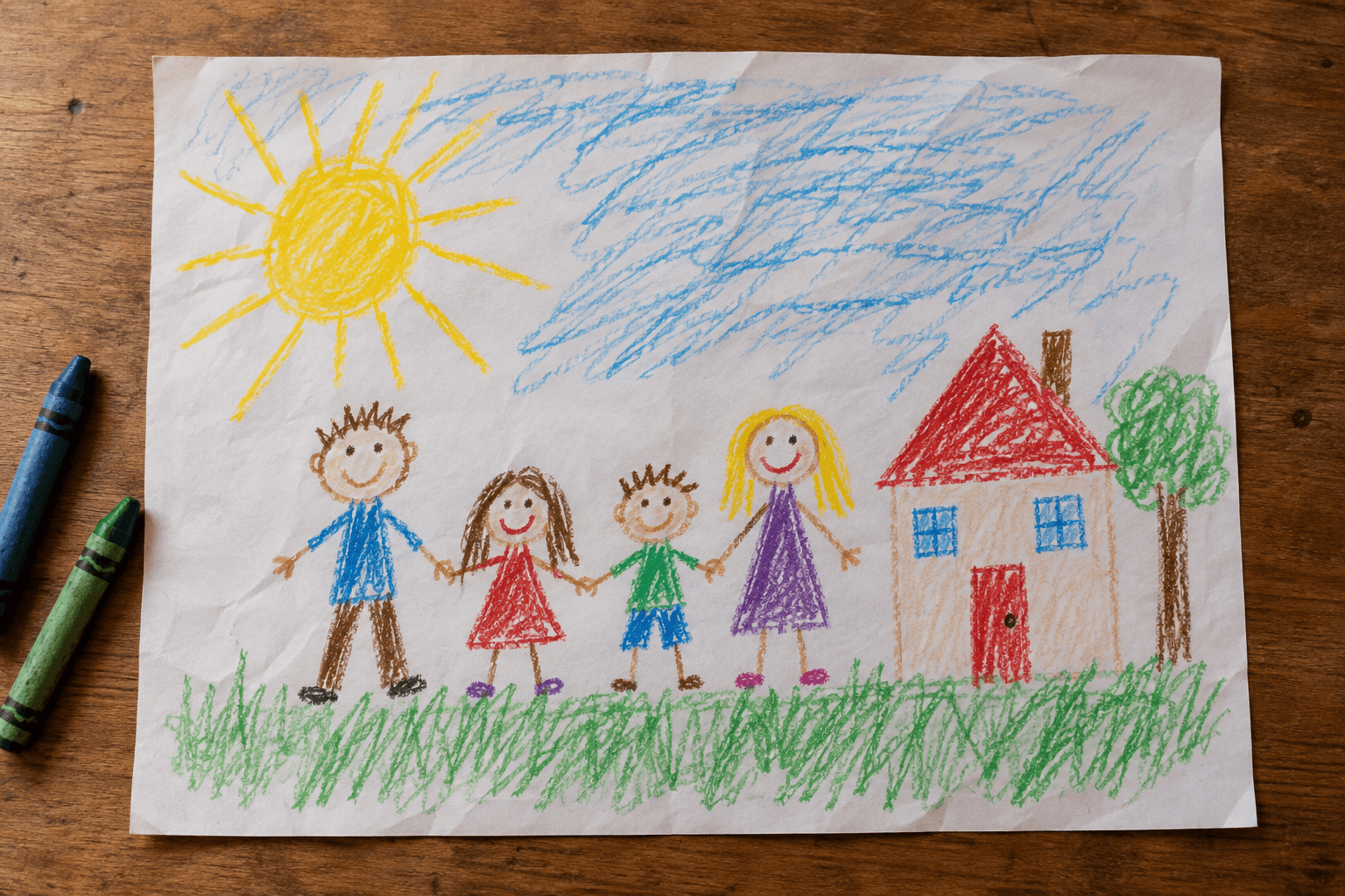 A sample child’s drawing of their family